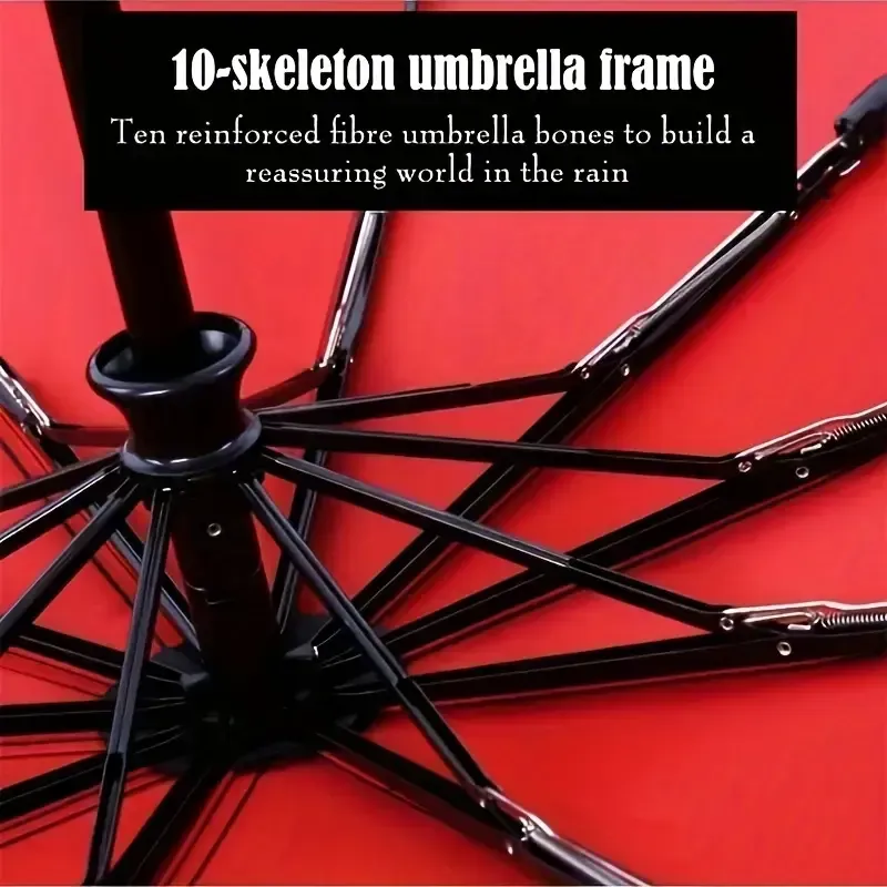 Parapluie automatique pliant à trois voiles, renforcé et épaissi, pour hommes et femmes, adapté aux conditions ensoleillées et pluvieuses.