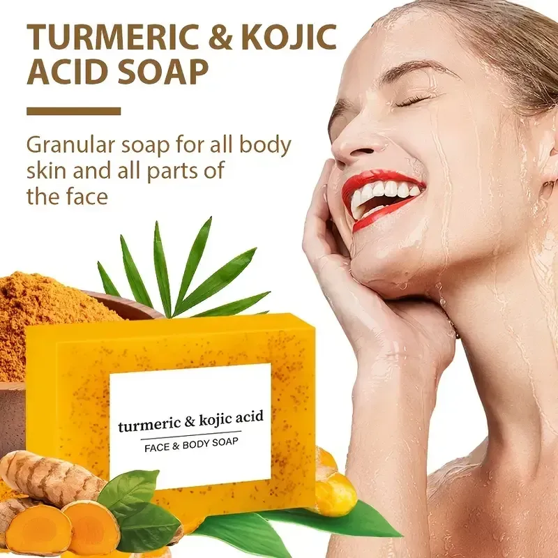 Pack de 5 savons artisanaux au curcuma et à l'acide kojique pour adultes, unisexes