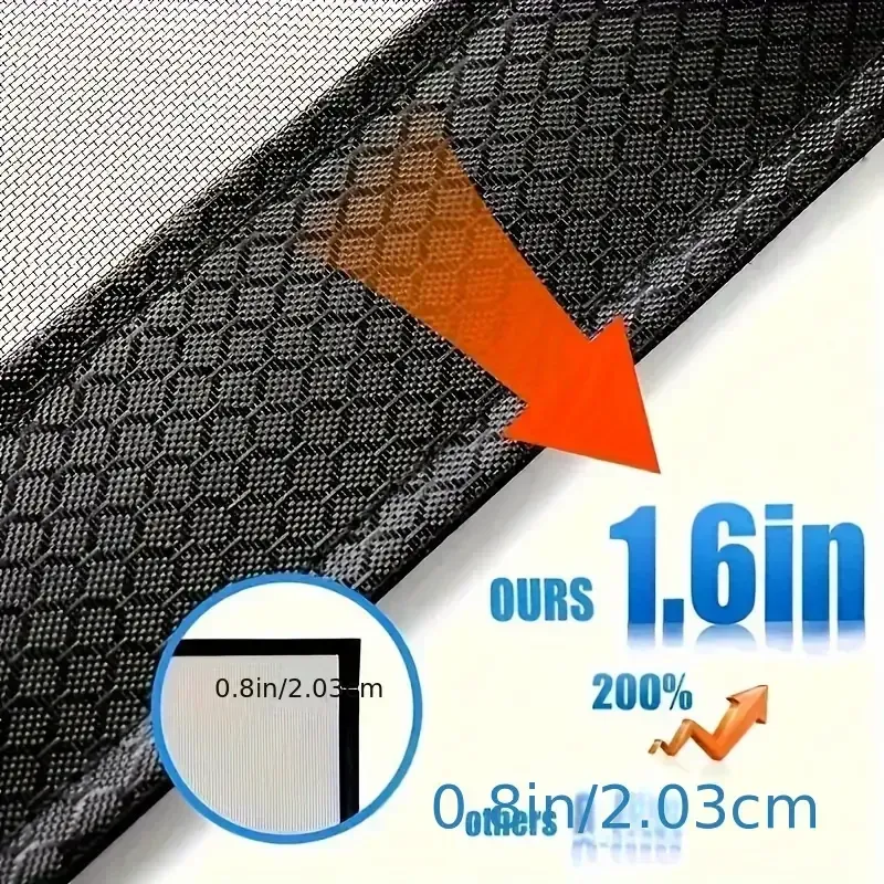 Cortina de janela de tela macia listrada, anti-mosquito respirável com fecho magnético, fácil de limpar, adequada para porta de 36 x 82 polegadas