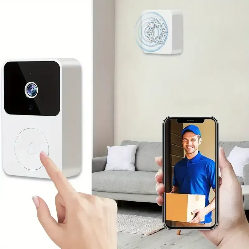 Campainha de Vídeo, Câmera de Campainha Sem Fio com Comunicação Bidirecional, Wi-Fi, HD, Visão Noturna, Controle Remoto via Aplicativo, Instalação Fácil, Câmeras HD para Segurança Residencial  分享