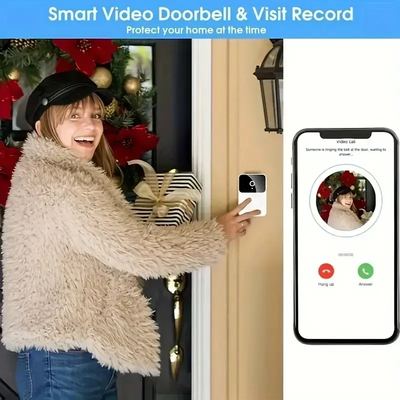 Campainha de Vídeo, Câmera de Campainha Sem Fio com Comunicação Bidirecional, Wi-Fi, HD, Visão Noturna, Controle Remoto via Aplicativo, Instalação Fácil, Câmeras HD para Segurança Residencial  分享