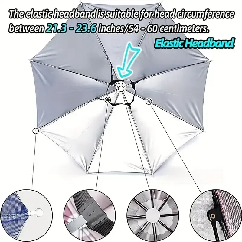 Chapeau parapluie à bandeau élastique avec protection UV pour le camping et la pêche