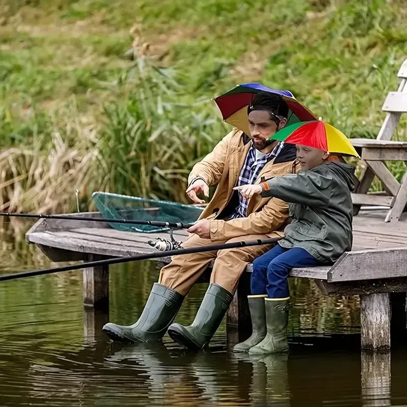 Chapeau parapluie à bandeau élastique avec protection UV pour le camping et la pêche