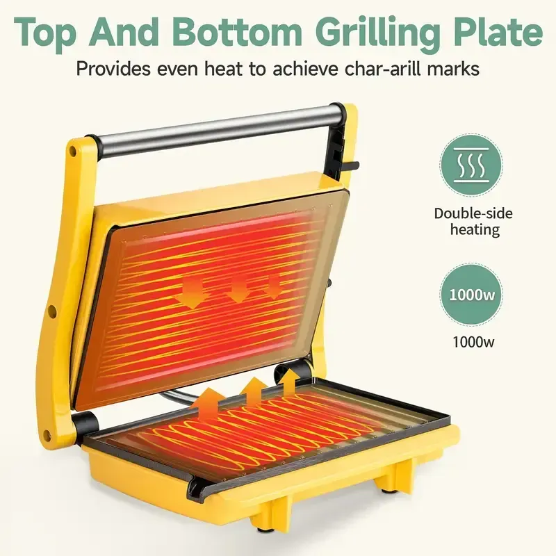 Grill elétrico de interior SUSTEAS 3 em 1 e prensa para panini