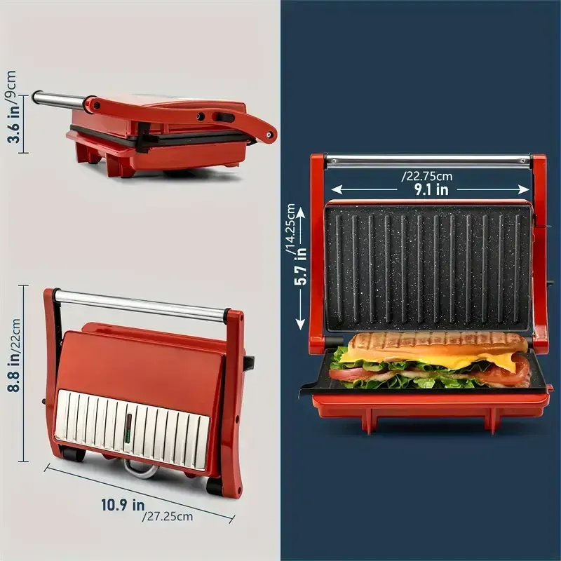 Grill elétrico de interior SUSTEAS 3 em 1 e prensa para panini