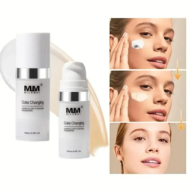 Fond de teint liquide longue tenue, imperméable et à effet thermochrome - Texture soyeuse, hydratante, non collante et finition mat couvrante - Taille voyage portable unisexe - Idéal comme cadeau pour la Saint-Valentin