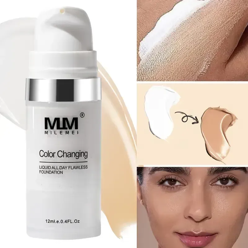 Fond de teint liquide longue tenue, imperméable et à effet thermochrome - Texture soyeuse, hydratante, non collante et finition mat couvrante - Taille voyage portable unisexe - Idéal comme cadeau pour la Saint-Valentin