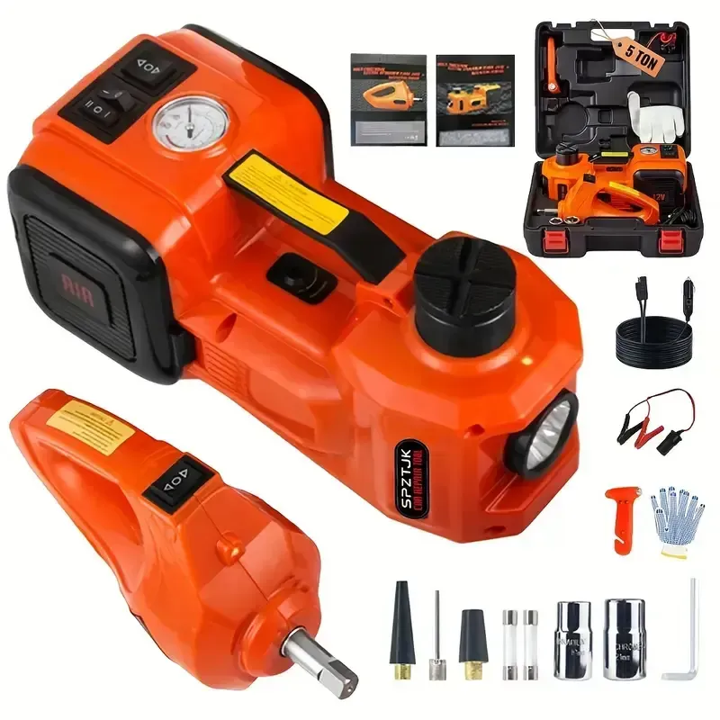 Kit de macaco elétrico de carro de 5 toneladas e chave de impacto para pneus。