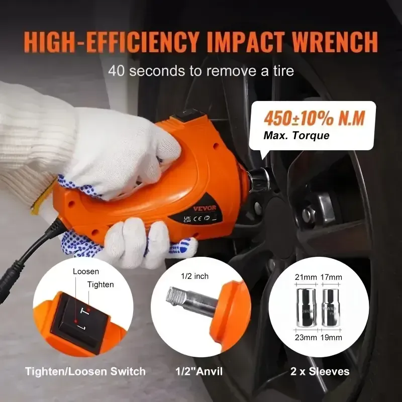 Kit de macaco elétrico de carro de 5 toneladas e chave de impacto para pneus。