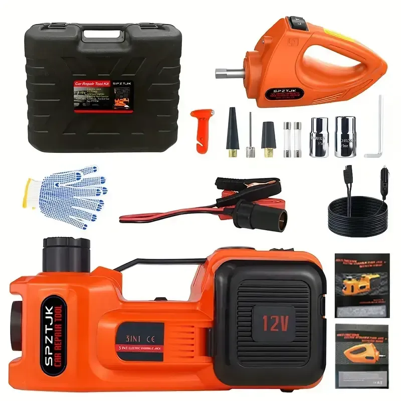 Kit de macaco elétrico de carro de 5 toneladas e chave de impacto para pneus。
