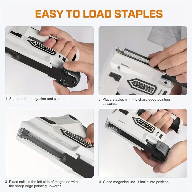 Bielmeier Electric Staple Gun, 2 In 1 Electric Stapler Tacker 4V Cordless Brad Nailer Kit, Battery Powered Nail Gun For Upholstery, Carpentry, DIY With Staple Remover, 1600pcs Staples And Nails