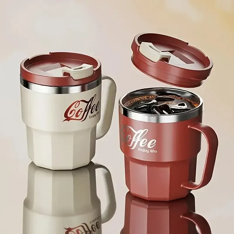 Caneca de café isolada reutilizável à prova de vazamentos com tampa - parede dupla portátil (acessórios de viagem)