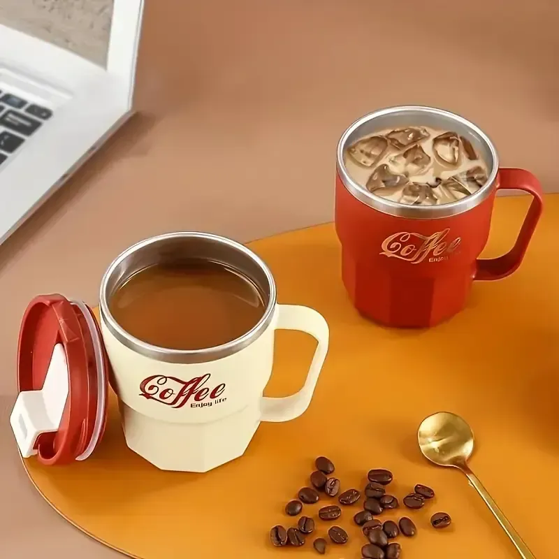Caneca de café isolada reutilizável à prova de vazamentos com tampa - parede dupla portátil (acessórios de viagem)