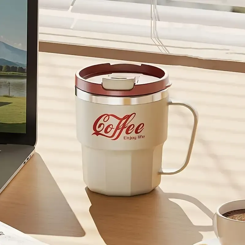 Caneca de café isolada reutilizável à prova de vazamentos com tampa - parede dupla portátil (acessórios de viagem)