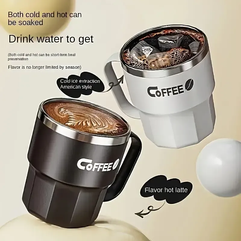 Caneca de café isolada reutilizável à prova de vazamentos com tampa - parede dupla portátil (acessórios de viagem)