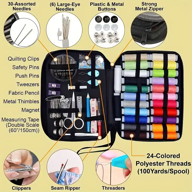 Kit de Costura Portátil Colorido para Viagem