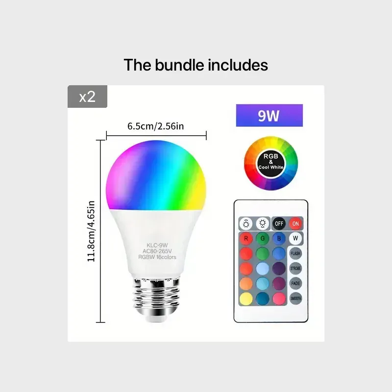 Lâmpada de controle remoto inteligente de 16 cores RGB+W