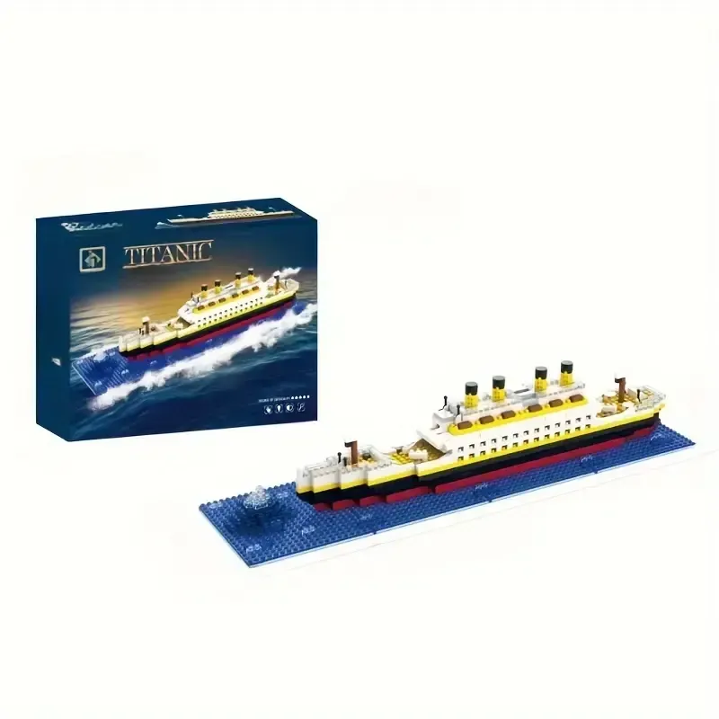 Titanic Mini Building Blocks - DIY Assembled Boat Model with Difficult Building Blocks, Cruise Ornaments, Educational Handmade Model Toy for Easter, Christmas, Halloween Gift