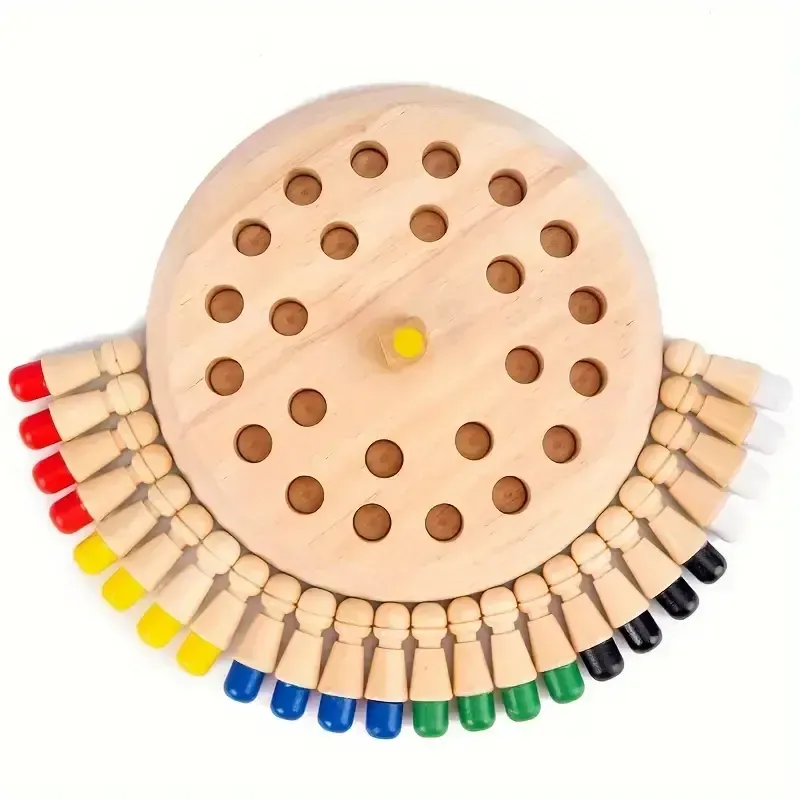 Wooden Memory Match Game - Educational Chess Puzzle for Kids & Adults - Intermediate Skill Level - Portable Family Strategy Board Game for Holiday Gifts & Brain Training