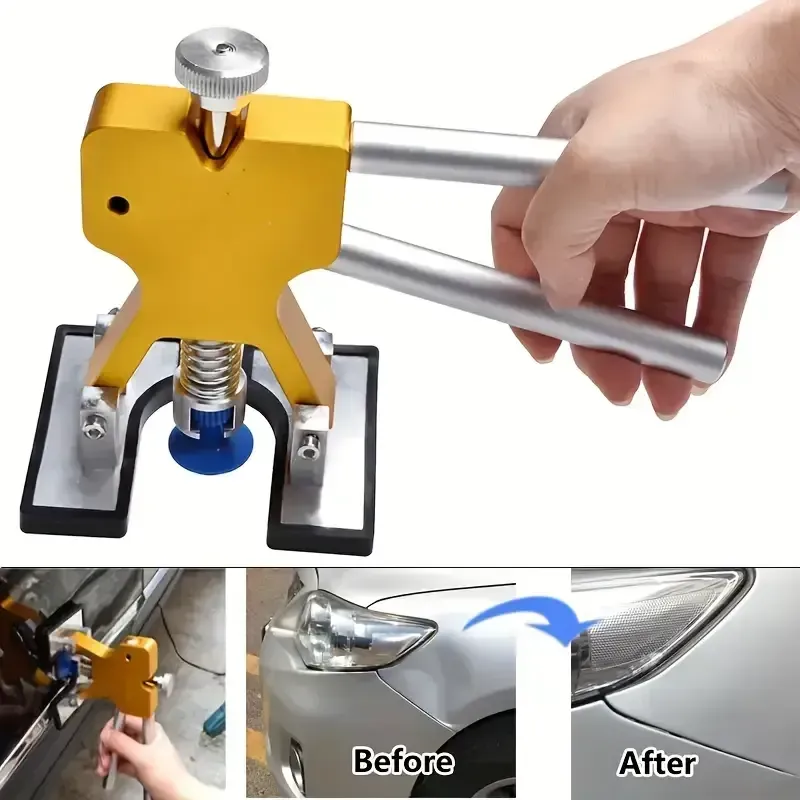 Ferramentas de reparo de amassados ​​automotivos, kit de reparo de corpo sem pintura, extrator de amassados ​​com almofadas de extração, ferramenta de reparo de danos corporais incluindo tapete protetor, remoção de pequenos amassados