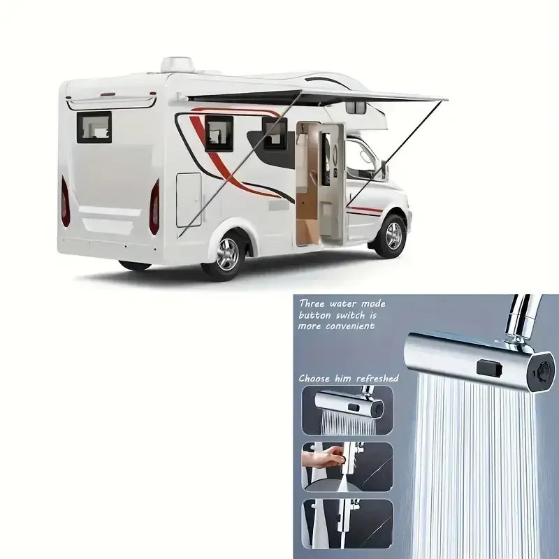 Adaptador de torneira multifuncional universal ABS, fluxo em cascata de 3 velocidades, cabeça de spray giratória à prova de respingos, sem necessidade de eletricidade, fácil instalação, atualização elegante