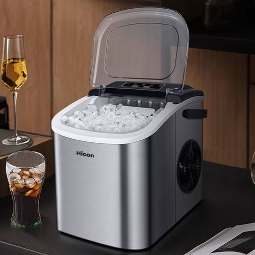 Nova máquina de gelo comercial com limpeza automática para cafeterias de negócios.