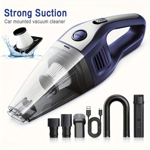 Aspirador portátil sem fio para carro familiar, aspirador potente com sucção USB, mini aspirador de limpeza, equipado com diversos acessórios, adequado para carro, casa, escritório e outras ferramentas de fenda.