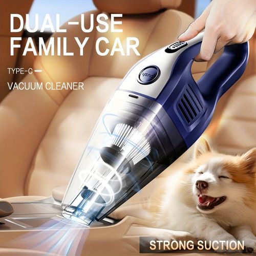 Aspirador portátil sem fio para carro familiar, aspirador potente com sucção USB, mini aspirador de limpeza, equipado com diversos acessórios, adequado para carro, casa, escritório e outras ferramentas de fenda.