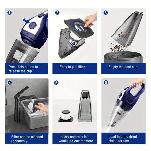 Aspirador portátil sem fio para carro familiar, aspirador potente com sucção USB, mini aspirador de limpeza, equipado com diversos acessórios, adequado para carro, casa, escritório e outras ferramentas de fenda.