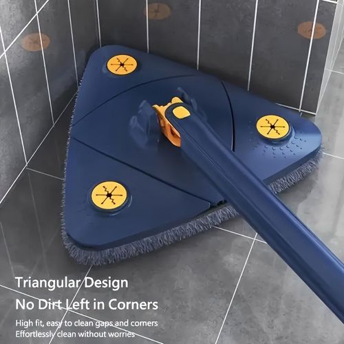 1 conjunto, esfregão de limpeza triangular giratório 360 °, 4 panos de reposição, esfregão de alça longa, esfregão de torção com as mãos livres, esfregão úmido e seco