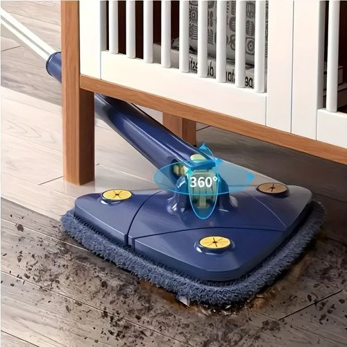 1 conjunto, esfregão de limpeza triangular giratório 360 °, 4 panos de reposição, esfregão de alça longa, esfregão de torção com as mãos livres, esfregão úmido e seco