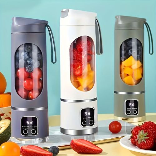 Liquidificador e Espremedor de Frutas Portátil Compacto Recargável por USB - Fácil de Limpar, Perfeito para Smoothies, Shakes e Bebidas de Frutas Frescas - Capacidade de 10,14oz a 16,91oz, com Display Digital, Lâmina em Aço Inoxidável - Ideal para Casa, Escritório, Viagens, Mini Liquidificador para Smoothies