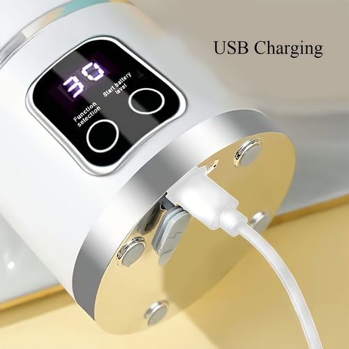 Liquidificador e Espremedor de Frutas Portátil Compacto Recargável por USB - Fácil de Limpar, Perfeito para Smoothies, Shakes e Bebidas de Frutas Frescas - Capacidade de 10,14oz a 16,91oz, com Display Digital, Lâmina em Aço Inoxidável - Ideal para Casa, Escritório, Viagens, Mini Liquidificador para Smoothies