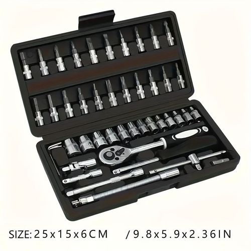 Conjunto de ferramentas mestre automotivo profissional, conjunto de ferramentas premium de 46 peças para reparo de carros, bicicletas e motocicletas