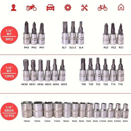 Conjunto de ferramentas mestre automotivo profissional, conjunto de ferramentas premium de 46 peças para reparo de carros, bicicletas e motocicletas