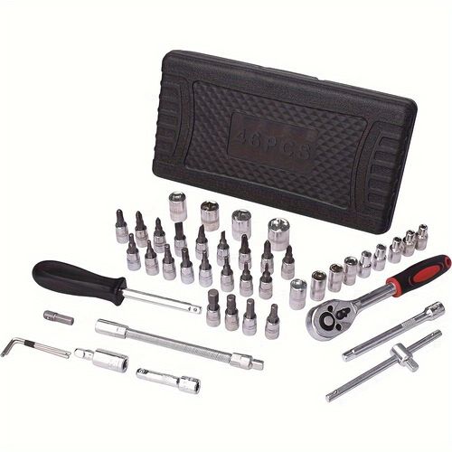 Conjunto de ferramentas mestre automotivo profissional, conjunto de ferramentas premium de 46 peças para reparo de carros, bicicletas e motocicletas