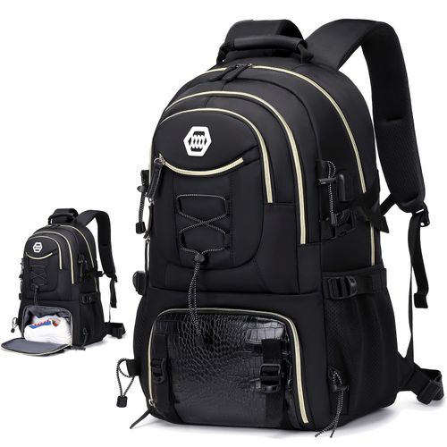 Mochila de viagem ao ar livre, mochila de acampamento esportivo de grande capacidade, mochila unissex para laptop com compartimento para sapatos