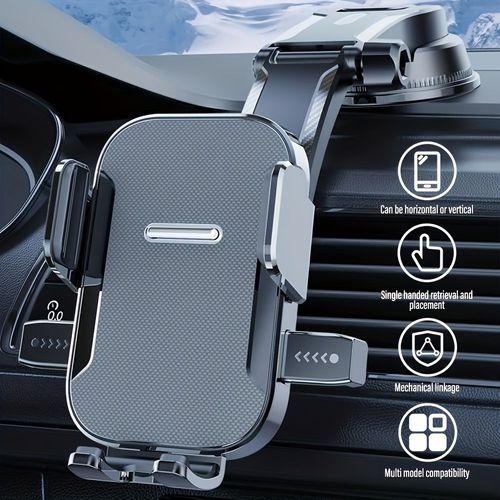 Support de téléphone portable pour voiture avec ventouse autobloquante, rotatif et réglable pour une visualisation horizontale verticale, fixation portable, conception mécanique