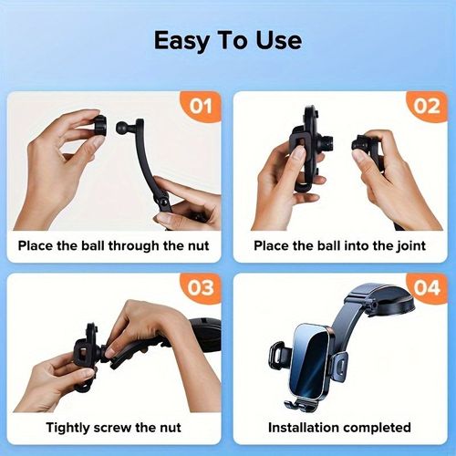 Support de téléphone portable pour voiture avec ventouse autobloquante, rotatif et réglable pour une visualisation horizontale verticale, fixation portable, conception mécanique