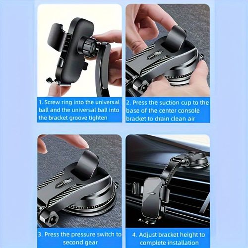 Support de téléphone portable pour voiture avec ventouse autobloquante, rotatif et réglable pour une visualisation horizontale verticale, fixation portable, conception mécanique
