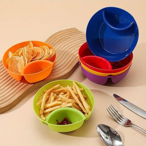 Tabuleiro de plástico inquebrável para servir alimentos batatas fritas, conjunto de 6 cores,