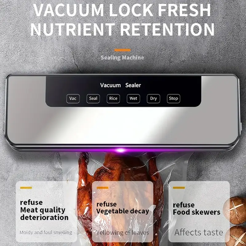 Máquina comercial de selagem a vácuo para alimentos 65KPA, sistema de economia de refeições com 30 sacos grátis, modos seco e úmido, armazenamento de alimentos 6 em 1 e máquina seladora a vácuo, máquina automática de selagem de alimentos