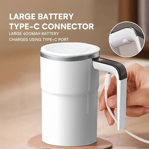 Xícara de café recarregável com agitação automática e display de temperatura - recarregável por USB