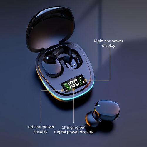 Auscultadores sem fios modelo 2025 - Display LED, controlo táctil, design TWS intra-auricular para jogos e desporto - compatível com iOSAndroid, elegante estojo de carregamento metálico incluído