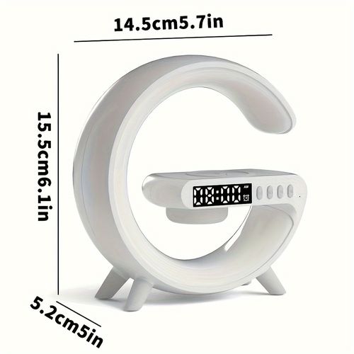 1pc Kouzone coluna sem fios com carregador de telefone, despertador regulável, simulação do nascer do sol, máquina de som mono de secretária com luz noturna, USB tipo C, controlo de botão, som surround 5.2, bateria de polímero de lítio recarregável, ideal para quarto, presente criativo para adolescentes e adultos