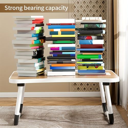 Mesa de cabeceira portátil ultra grande para portátil - Suporte de bandeja multifuncional com suporte para copos e gaveta, USB, ventoinha e luz - Perfeito para comer, ler e escrever em camas, sofás, pavimentos - Estável, durável e dobrável