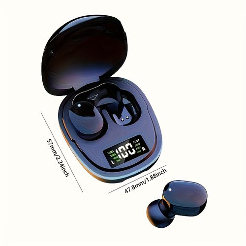 Auscultadores sem fios modelo 2025 - Display LED, controlo táctil, design TWS intra-auricular para jogos e desporto - compatível com iOSAndroid, elegante estojo de carregamento metálico incluído
