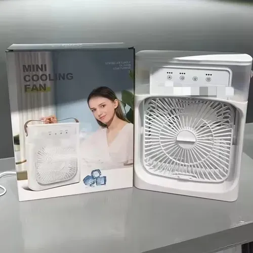 Mini ventilador USB umidificador de névoa de 5 furos com iluminação