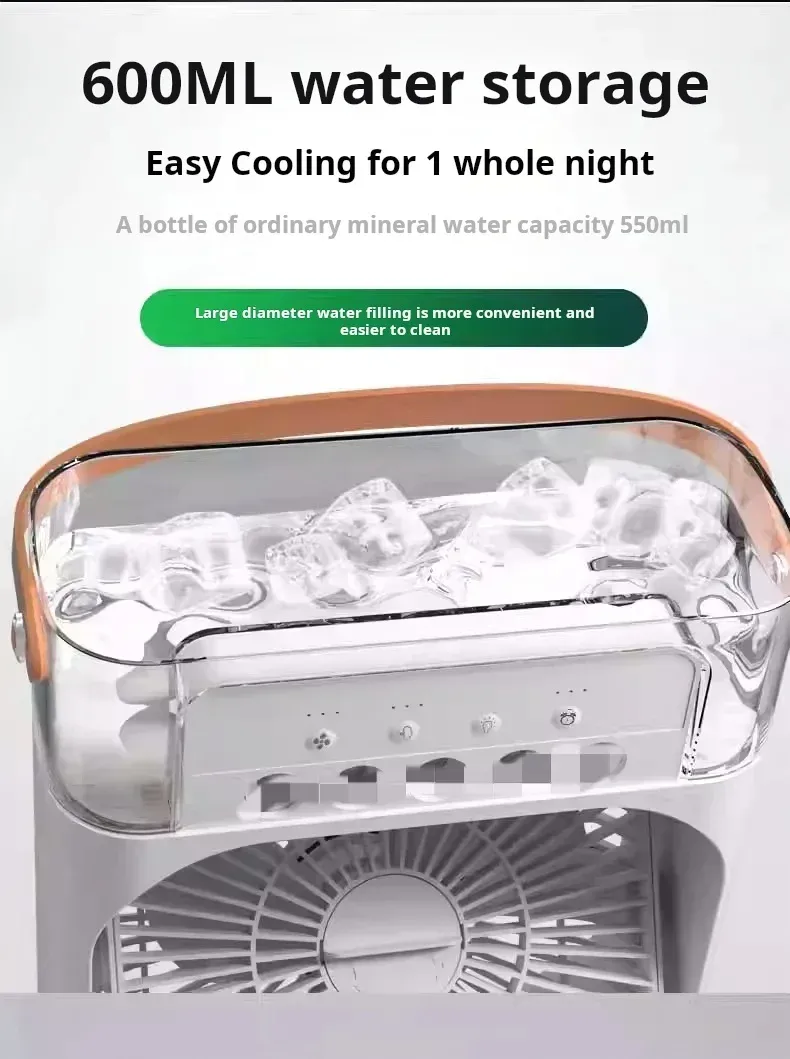 Mini ventilador USB umidificador de névoa de 5 furos com iluminação
