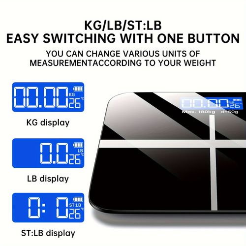 Balança eletrónica de peso, balança digital de casa de banho de 396 libras, balança de peso de alta precisão com ecrã LCD de alta definição e visor de temperatura (alternável entre kg e libras), plataforma ultralarga, pesagem eletrónica de alta precisão